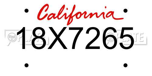 18X7265 California License Plate