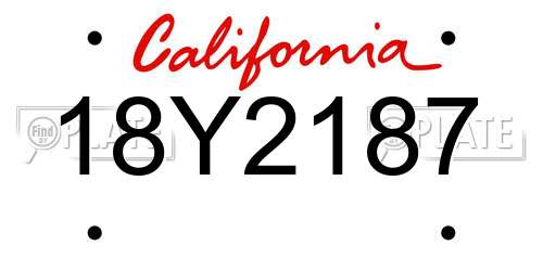 18Y2187 California License Plate