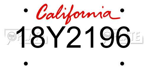 18Y2196 California License Plate