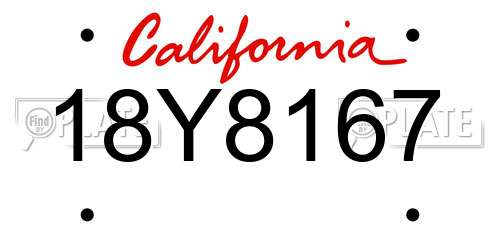 18Y8167 California License Plate