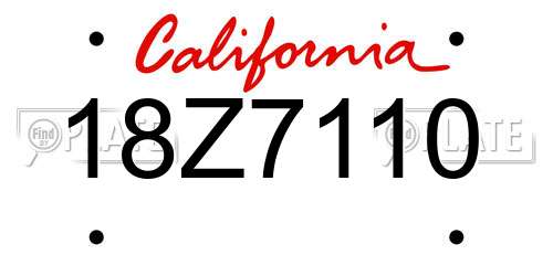 18Z7110 California License Plate