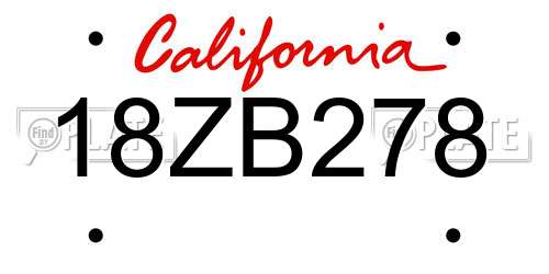 18ZB278 California License Plate