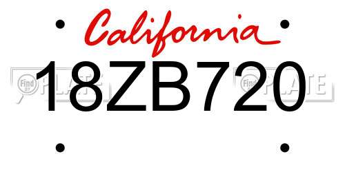18ZB720 California License Plate