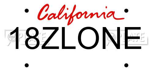 18ZLONE California License Plate
