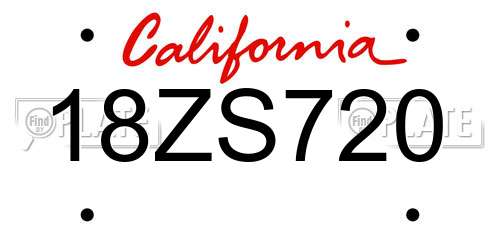 18ZS720 California License Plate