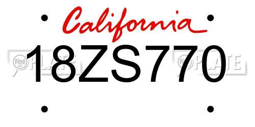 18ZS770 California License Plate