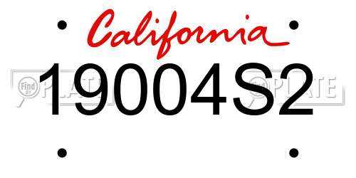 19004S2 California License Plate