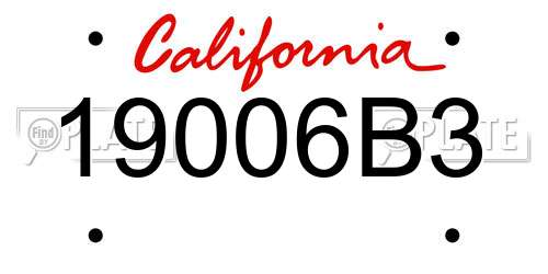 19006B3 California License Plate