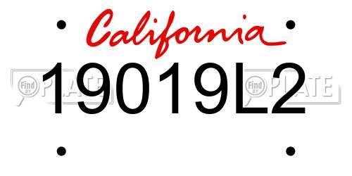 19019L2 California License Plate