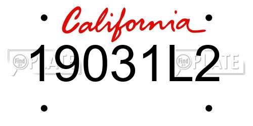 19031L2 California License Plate