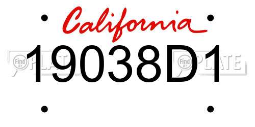 19038D1 California License Plate
