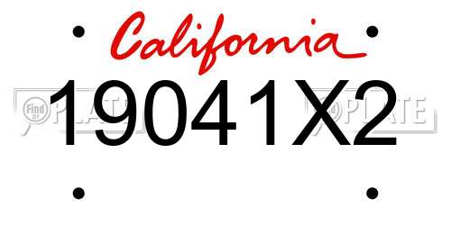 19041X2 California License Plate