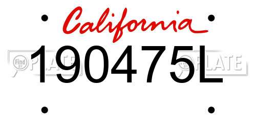 190475L California License Plate