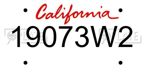 19073W2 California License Plate