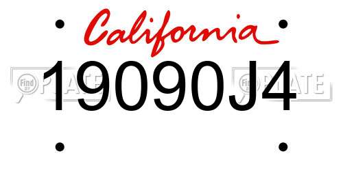 19090J4 California License Plate