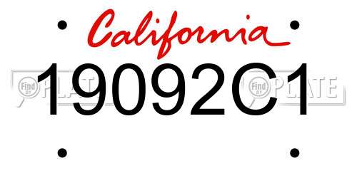 19092C1 California License Plate