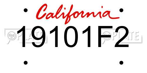 19101F2 California License Plate