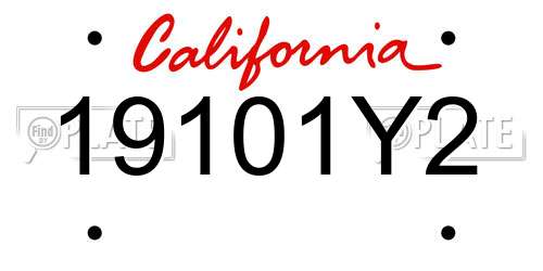 19101Y2 California License Plate