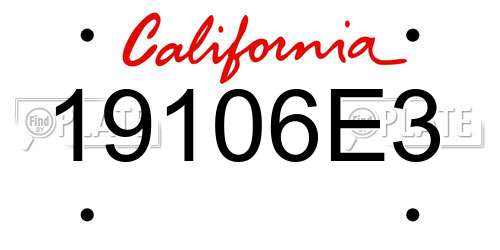 19106E3 California License Plate