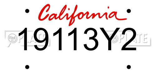19113Y2 California License Plate