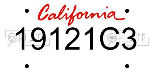 19121C3 California License Plate