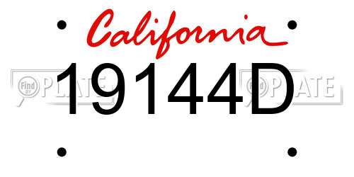 19144D California License Plate