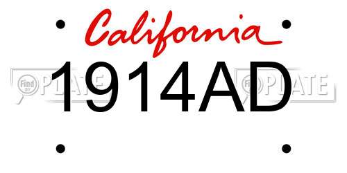 1914AD California License Plate