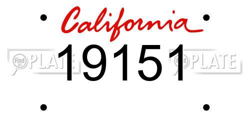 19151 California License Plate