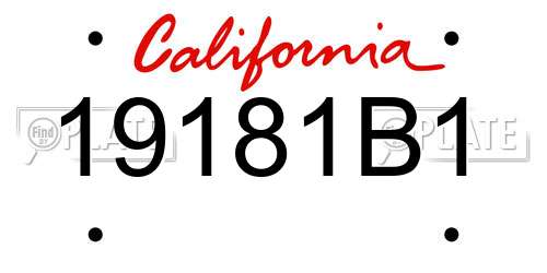 19181B1 California License Plate