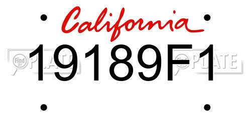 19189F1 California License Plate