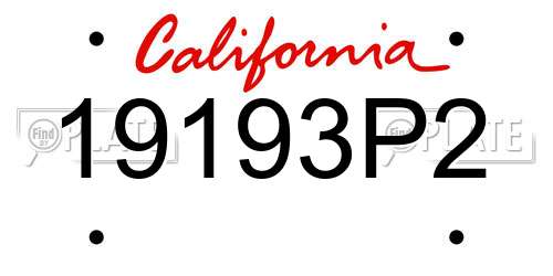 19193P2 California License Plate