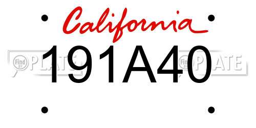 191A40 California License Plate