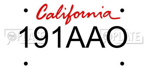 191AAO California License Plate