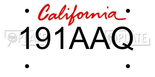 191AAQ California License Plate