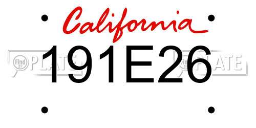 191E26 California License Plate