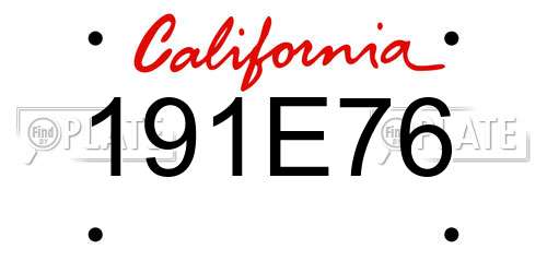 191E76 California License Plate