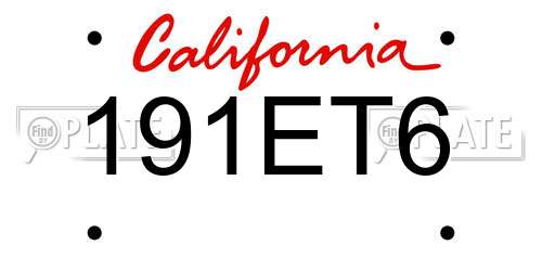 191ET6 California License Plate