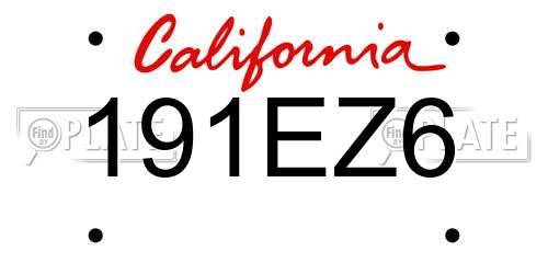 191EZ6 California License Plate