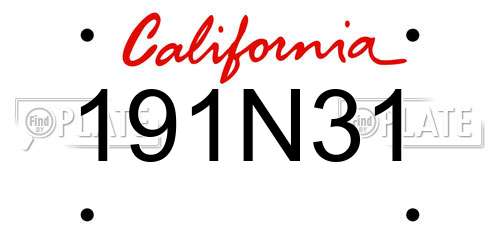 191N31 California License Plate