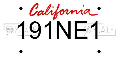 191NE1 California License Plate