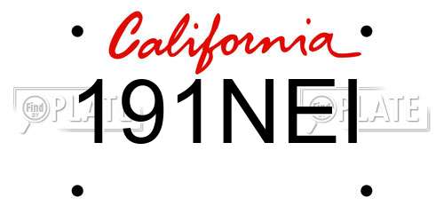 191NEI California License Plate