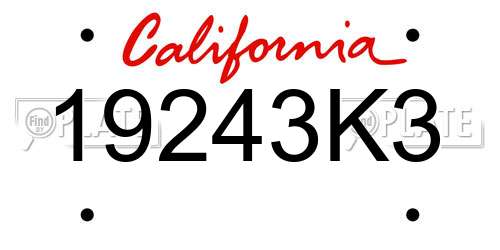 19243K3 California License Plate