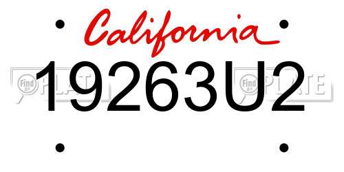 19263U2 California License Plate