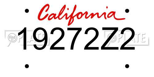 19272Z2 California License Plate