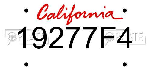 19277F4 California License Plate