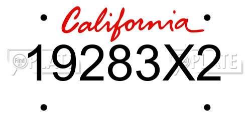 19283X2 California License Plate