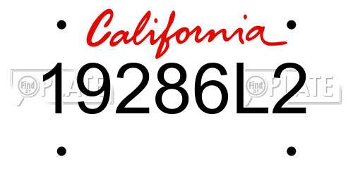 19286L2 California License Plate