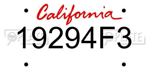 19294F3 California License Plate