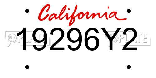 19296Y2 California License Plate