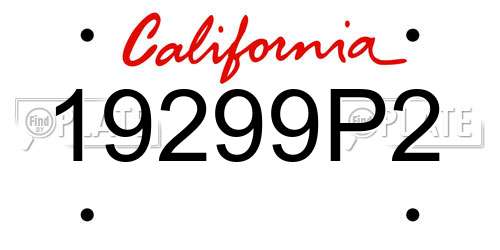 19299P2 California License Plate